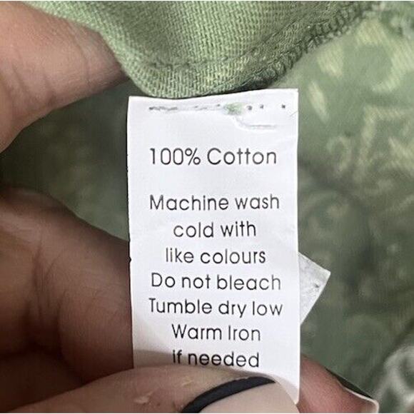 Cotton Rye Green and White Paisley Print Pearl Snap Size Large - Picture 3 of 3